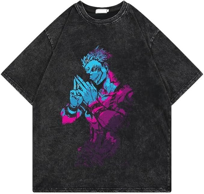 Men's Vintage Wash Anime Pattern Shirt Summer Casual Hip Hop T-shirt Street Clothing Harajuku Top T-shirt Y2K Top - Image 7